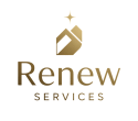 Renew Wood Flooring logo featuring a stylized house and star, representing professional hardwood floor refinishing services in Socastee, SC.